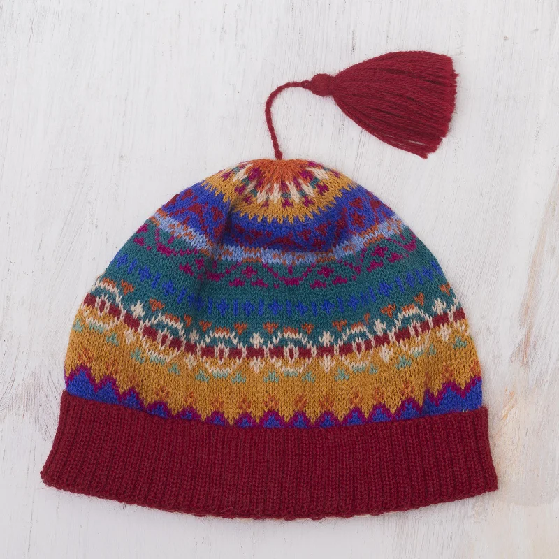 - Natural latex pet mattressSierra Rainbow Colorful Patterned Alpaca Knit Hat