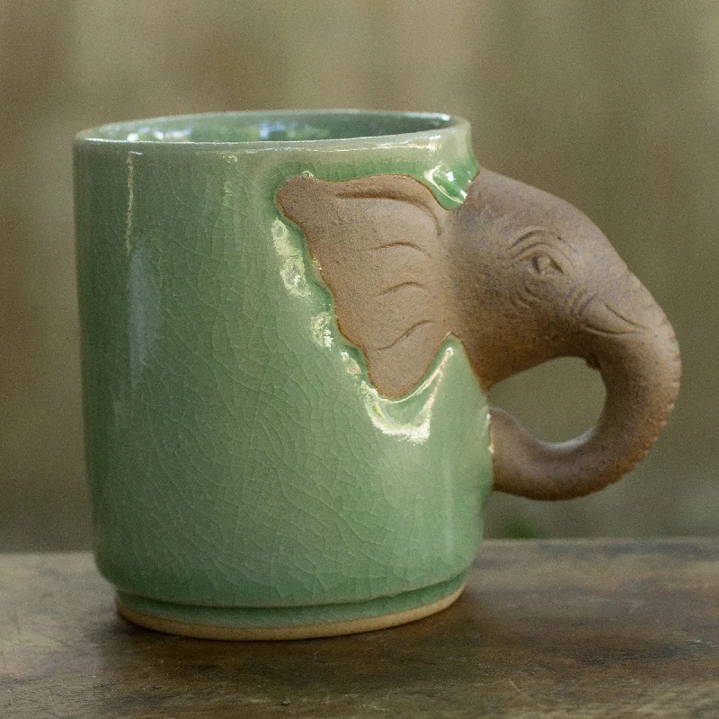 - Summer pet ice matElephant Impression Celadon Ceramic Elephant Mug