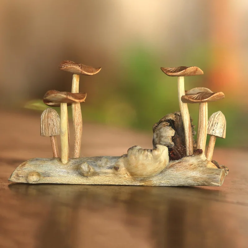 - Summer pet ice matMushroom Field Jempinise Wood Mushroom Sculpture from Bali