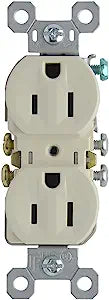 ---15A Tamper Resistant Duplex Receptacle, Ivory