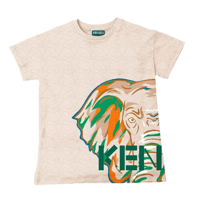 - Car dog seat beltKenzo Beige Elephant Print T-Shirt