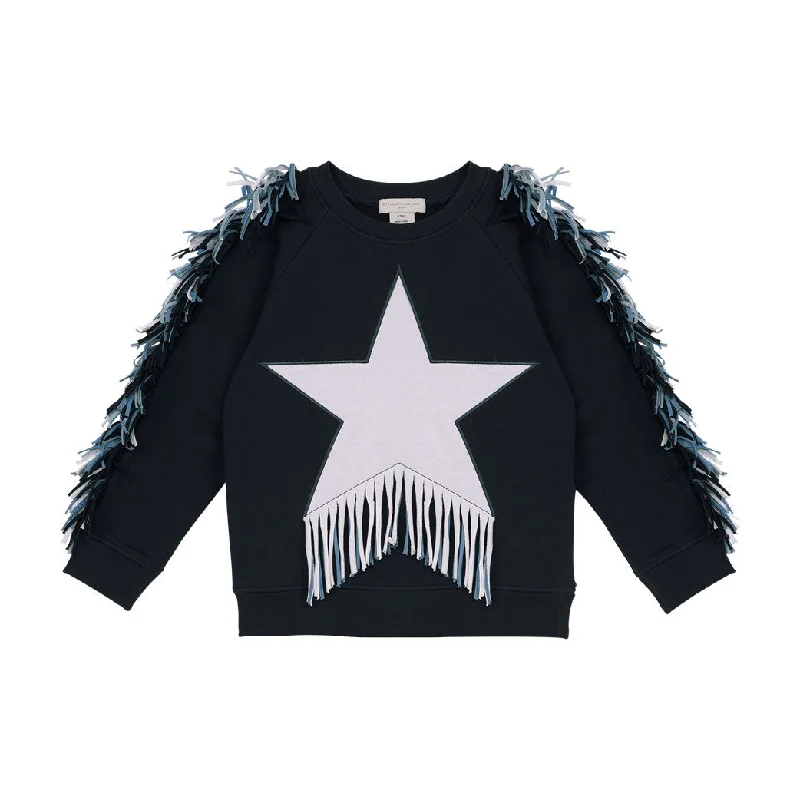 - Foldable and portable cat bagStella McCartney Navy Star Patch And Fringes Sweatshirt