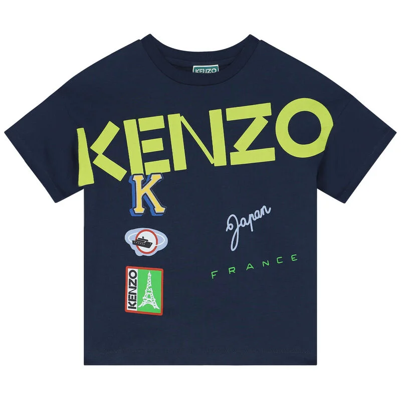 - Winter warm clothes for short-haired dogsKenzo Navy Journey Print T-Shirt