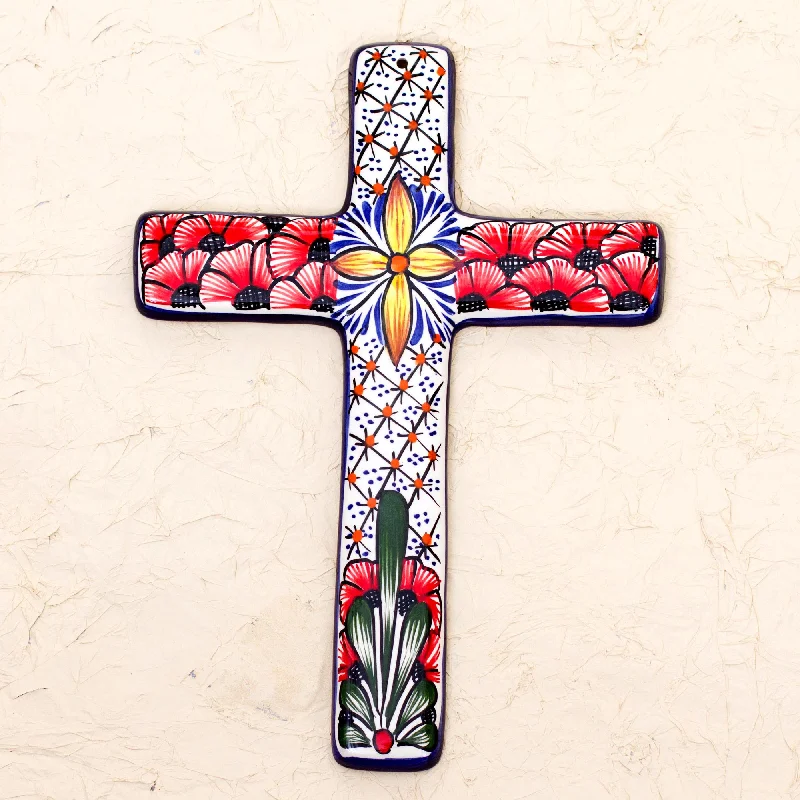  -Non-contact cat thermometerFlower Field Multicolored Ceramic Mexican Wall Cross with Floral Motifs