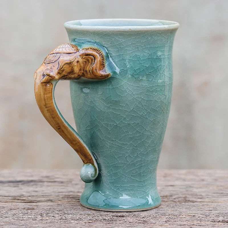 - Teething and chewing toys for puppiesElephant Handle in Green Elephant-Themed Celadon Ceramic Mug from Thailand