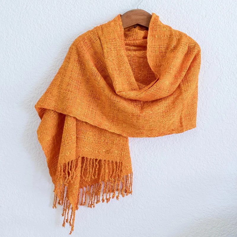 - Parrot climbing and standing wooden frameTextured Tangerine Guatemala Backstrap Handwoven Yellow-Orange Rayon Shawl