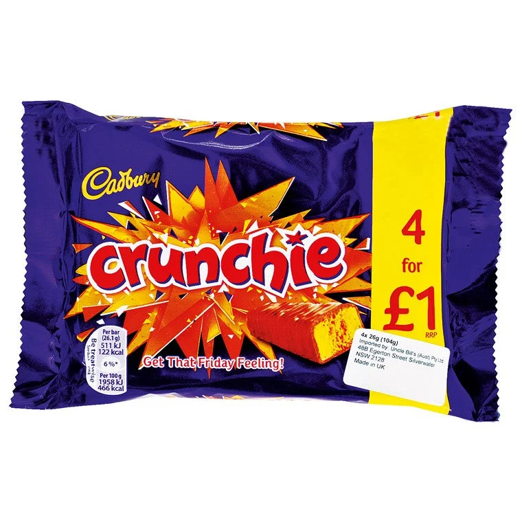 - Natural latex pet mattressCadbury Crunchie, 4pk, 104g