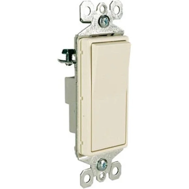 ---15A 120V Rocker Light Switch, Illuminated, Light Almond