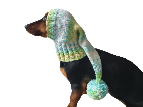 Classification by season or weather:Knitted hat with pom pom for dogs, dachshund hat