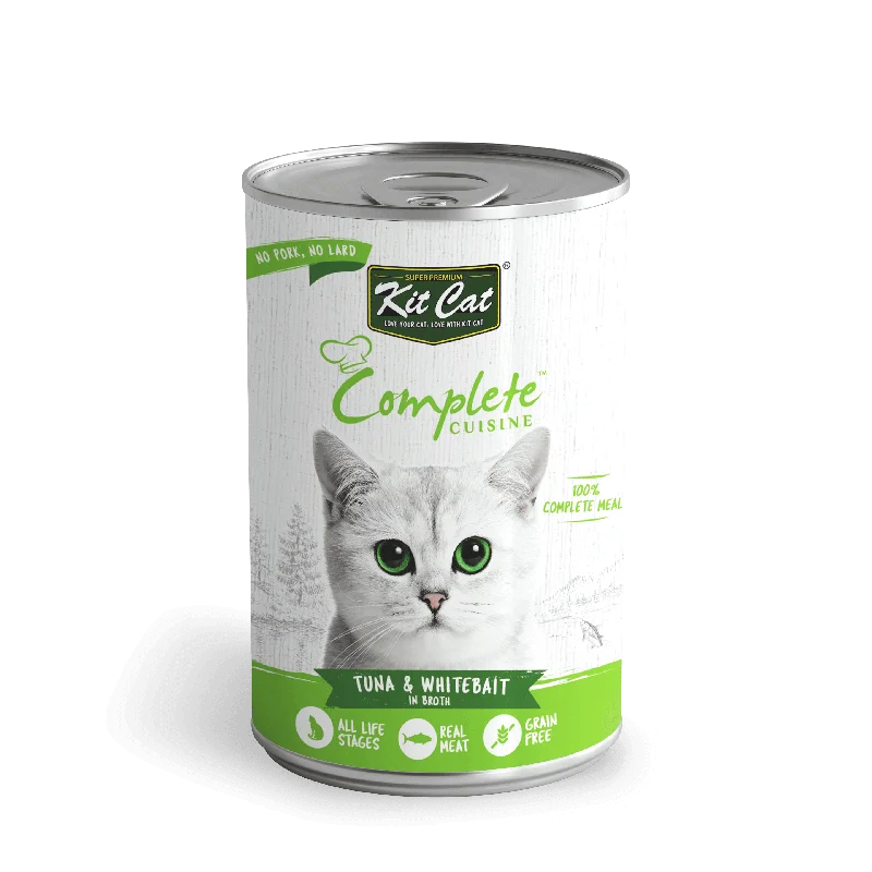    - Chicken flavor cat food  Kit Cat - Complete Cuisine - Tuna And Whitebait in Broth (Wet Cat Food)