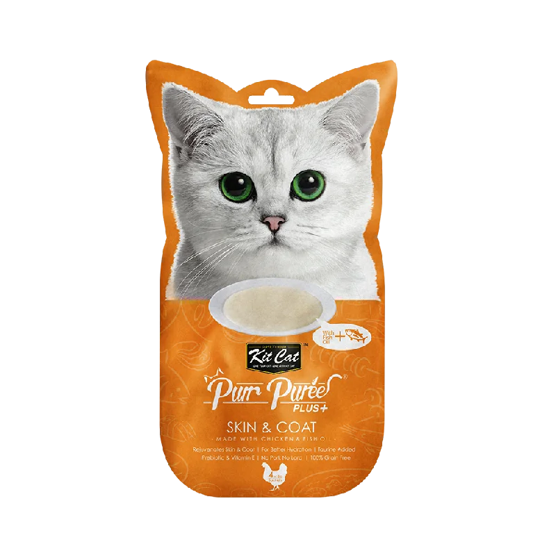  . **Functional Cat Food**  Kit Cat - Kit Cat Purr Puree Plus - Chicken & Fish Oil Skin & Coat Treat (Cat Treat)