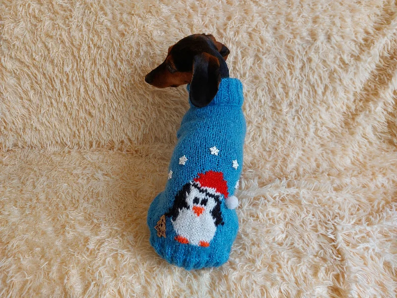 Pet birthday party clothesSanta penguin christmas pet clothes,christmas dog jumper,Christmas sweater for little dachshund