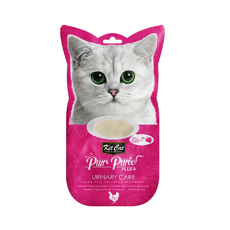    - Cat food for spayed/neutered cats  Kit Cat - Kit Cat Purr Puree Plus - Chicken & Cranberry Urinary Care (Cat Treat)