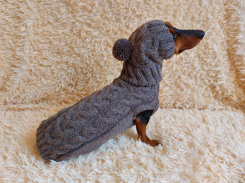 Classification by pet type:Dog costume sweater and hat, knitted dachshund clothes wool warm jamper and hat, winter pet suit sweater and hat