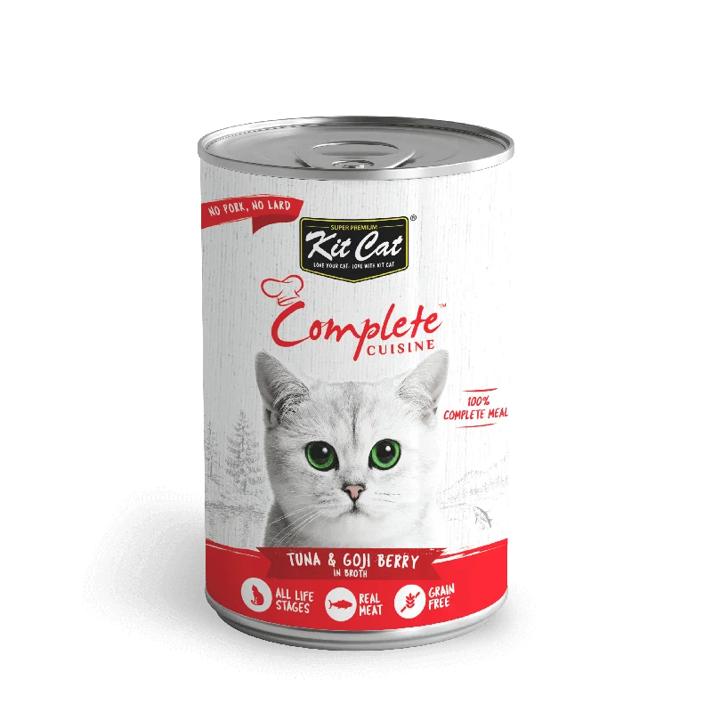    - High-fiber cat food  Kit Cat - Complete Cuisine - Tuna And Goji Berry in Broth (Wet Cat Food)