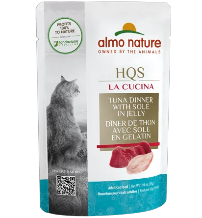    - Cat food for coat health  Almo Nature - HQS La Cucina Tuna Dinner with Sole in Jelly (Wet Cat Food)