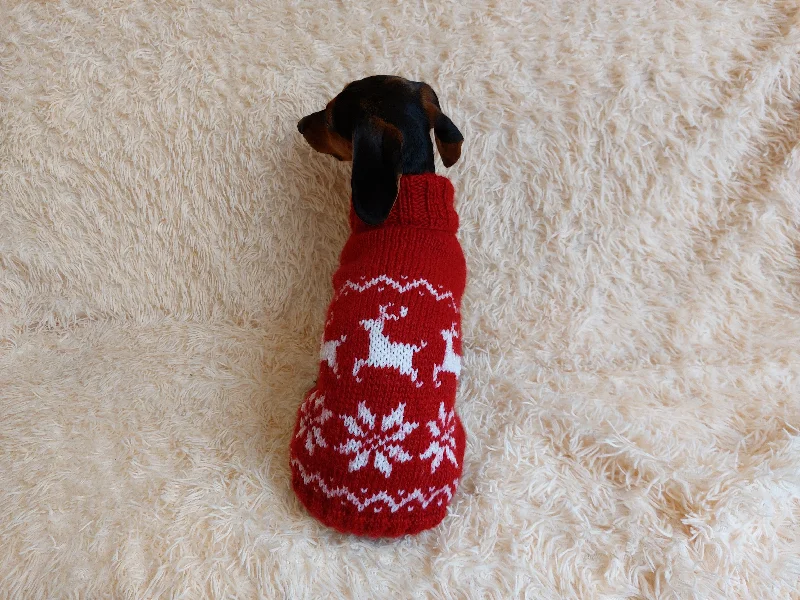 Combined with specific occasions:Christmas Wool Clothes Jumper Pet Coat with Snowflakes and Reindeer for Dogs