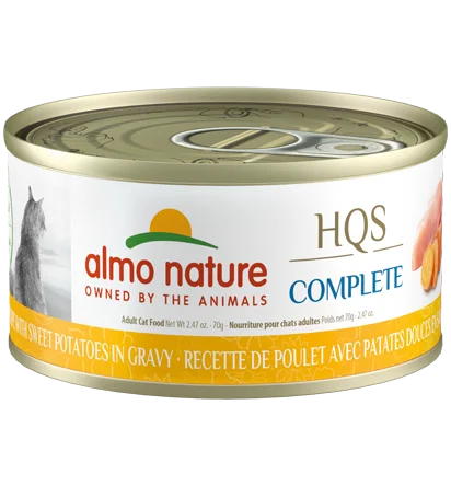    - Indoor cat food  Almo Nature - HQS Complete Chicken Recipe with Sweet Potatoes in Gravy (Wet Cat Food)